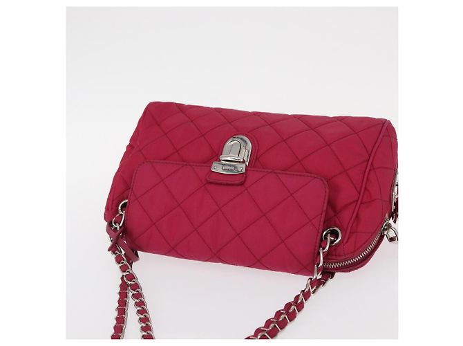 PRADA Borsa a Spalla con Catena Nylon Rosa Argento Auth 153853 - vista 6