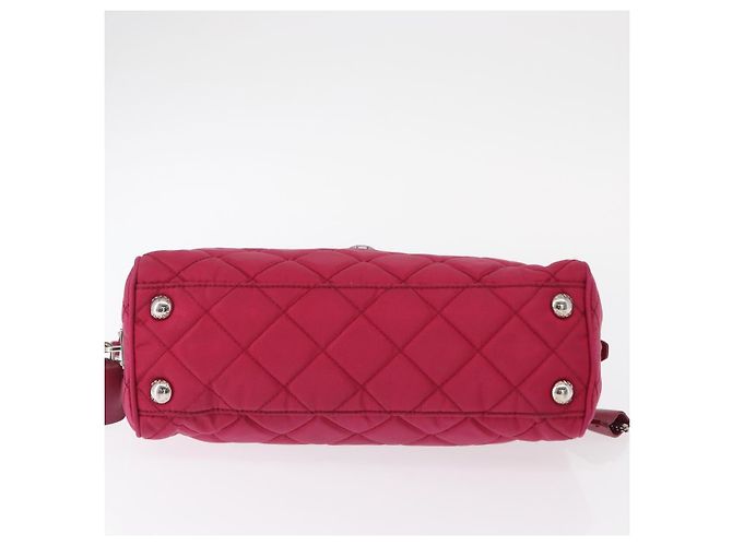 PRADA Borsa a Spalla con Catena Nylon Rosa Argento Auth 153853 - vista 9