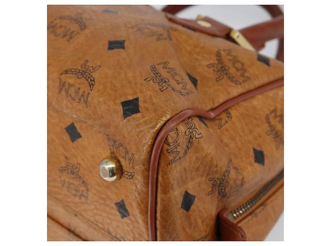 Borsa MCM Logogram Vicetos in pelle PVC marrone oro Auth th6487 D'oro - vista 10