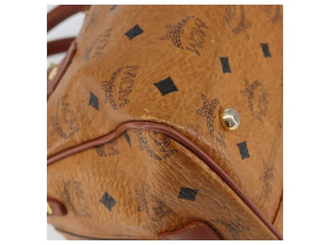 Borsa MCM Logogram Vicetos in pelle PVC marrone oro Auth th6487 D'oro - vista 11