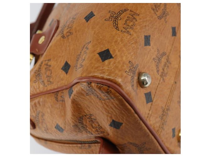 Borsa MCM Logogram Vicetos in pelle PVC marrone oro Auth th6487 D'oro - vista 13