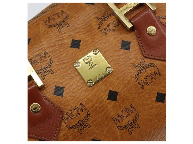 Borsa MCM Logogram Vicetos in pelle PVC marrone oro Auth th6487 D'oro - vista 14
