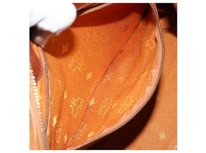 Borsa MCM Logogram Vicetos in pelle PVC marrone oro Auth th6487 D'oro - vista 21