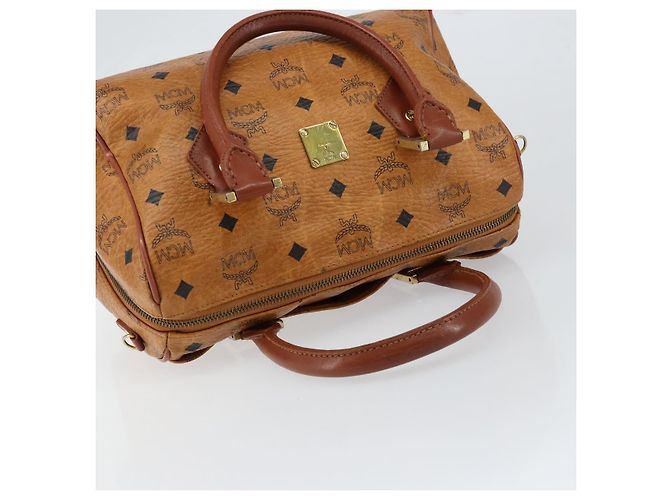 Borsa MCM Logogram Vicetos in pelle PVC marrone oro Auth th6487 D'oro - vista 6
