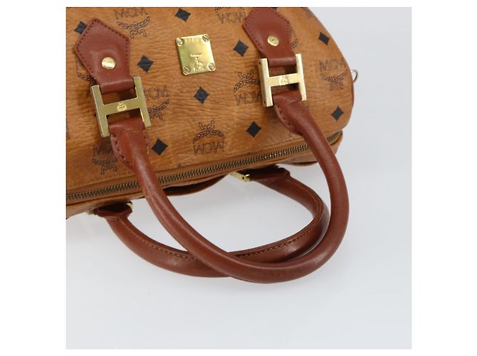 Borsa MCM Logogram Vicetos in pelle PVC marrone oro Auth th6487 D'oro - vista 7