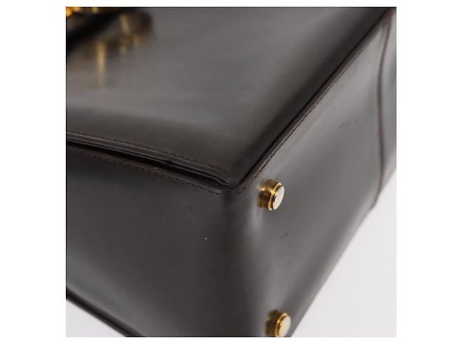 Borsa a mano Gancini in pelle nera e oro Auth 153902 di Salvatore Ferragamo Nero D'oro - vista 10