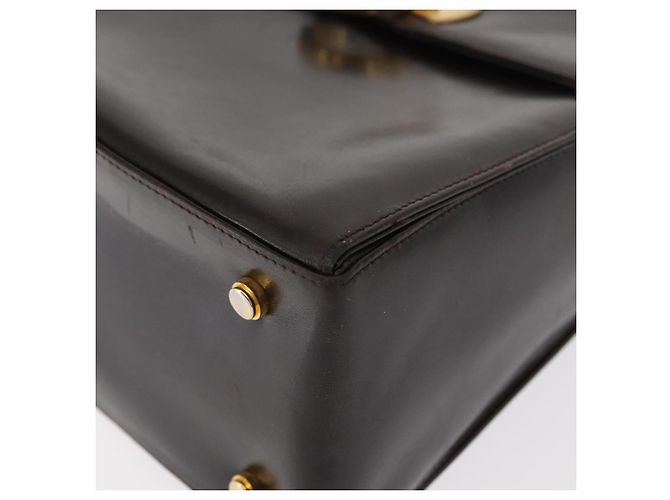 Borsa a mano Gancini in pelle nera e oro Auth 153902 di Salvatore Ferragamo Nero D'oro - vista 11