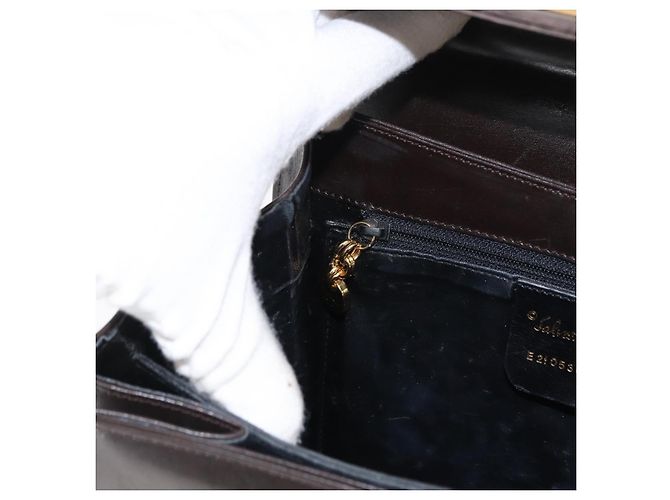 Borsa a mano Gancini in pelle nera e oro Auth 153902 di Salvatore Ferragamo Nero D'oro - vista 21