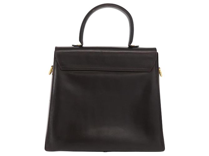 Borsa a mano Gancini in pelle nera e oro Auth 153902 di Salvatore Ferragamo Nero D'oro - vista 3