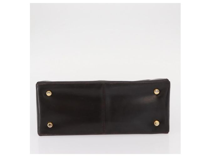 Borsa a mano Gancini in pelle nera e oro Auth 153902 di Salvatore Ferragamo Nero D'oro - vista 9