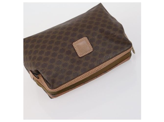 Céline Borsa Clutch in Tela Macadam CELINE in Pelle PVC 3 Pezzi Marrone Auth 152038 - vista 11
