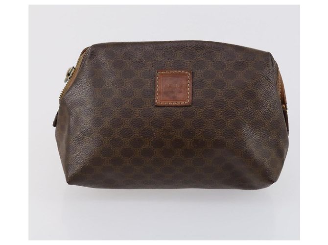 Céline Borsa Clutch in Tela Macadam CELINE in Pelle PVC 3 Pezzi Marrone Auth 152038 - vista 14