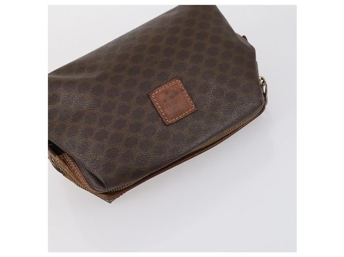 Céline Borsa Clutch in Tela Macadam CELINE in Pelle PVC 3 Pezzi Marrone Auth 152038 - vista 17