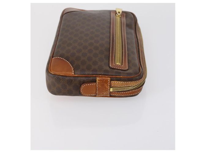 Céline Borsa Clutch in Tela Macadam CELINE in Pelle PVC 3 Pezzi Marrone Auth 152038 - vista 4