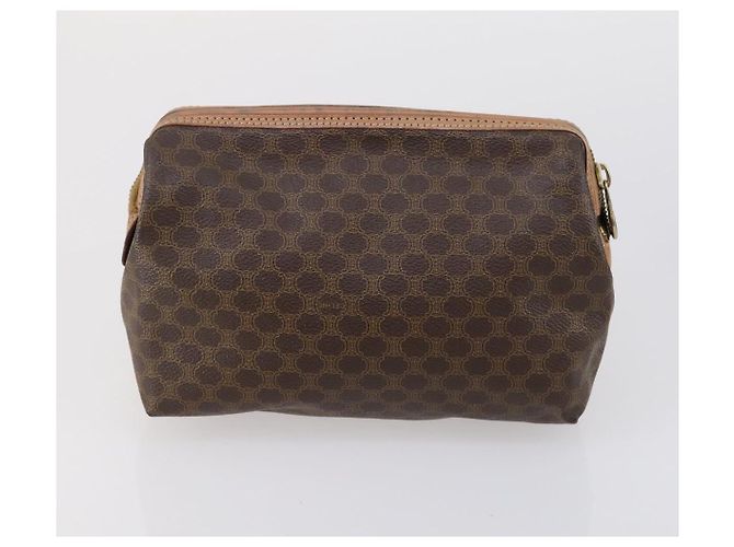 Céline Borsa Clutch in Tela Macadam CELINE in Pelle PVC 3 Pezzi Marrone Auth 152038 - vista 9