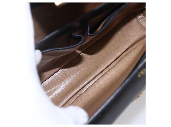 Céline Borsa a Spalla CELINE in Pelle Nera Oro Auth 153884 Nero D'oro - vista 15
