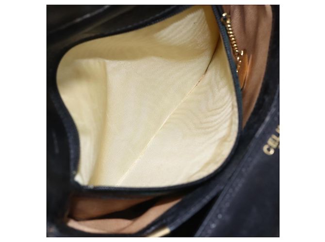 Céline Borsa a Spalla CELINE in Pelle Nera Oro Auth 153884 Nero D'oro - vista 19