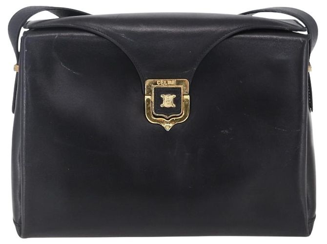Céline Borsa a Spalla CELINE in Pelle Nera Oro Auth 153884 Nero D'oro - vista 2
