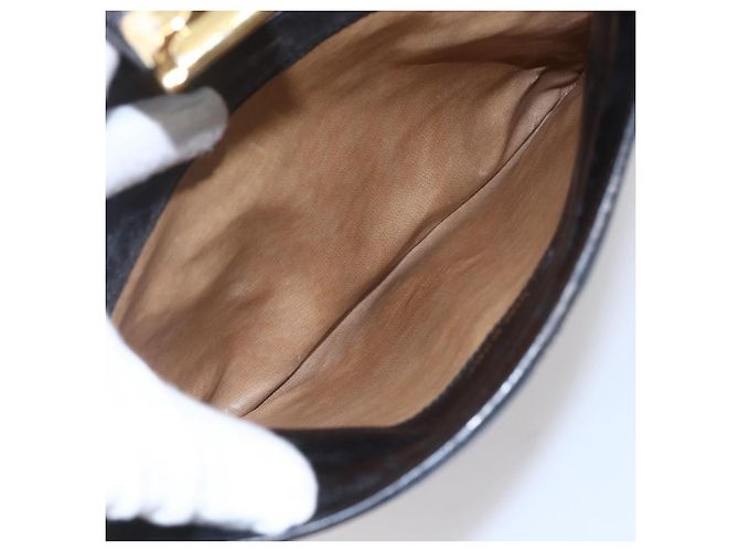 Céline Borsa a Spalla CELINE in Pelle Nera Oro Auth 153884 Nero D'oro - vista 20