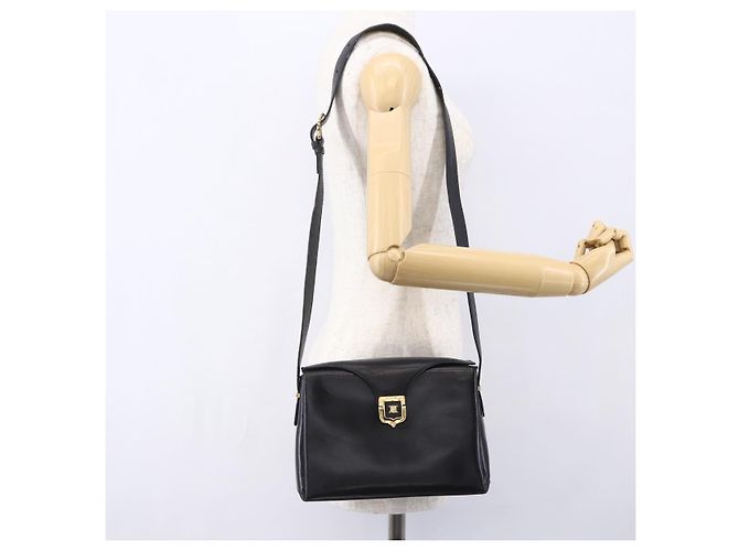 Céline Borsa a Spalla CELINE in Pelle Nera Oro Auth 153884 Nero D'oro - vista 22