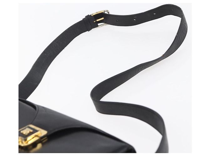 Céline Borsa a Spalla CELINE in Pelle Nera Oro Auth 153884 Nero D'oro - vista 8