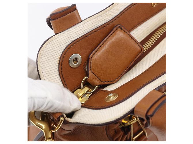 Chloé Borsa a mano in pelle Chloe Margaret 2 in 1 marrone oro Auth BA8432 D'oro - vista 17