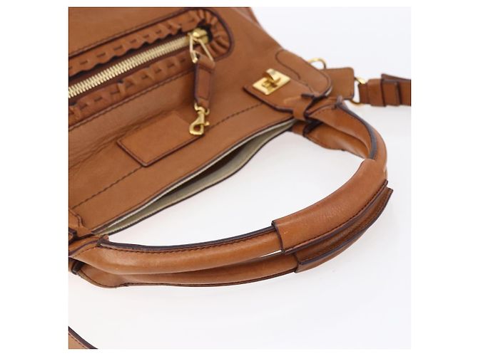 Chloé Borsa a mano in pelle Chloe Margaret 2 in 1 marrone oro Auth BA8432 D'oro - vista 7