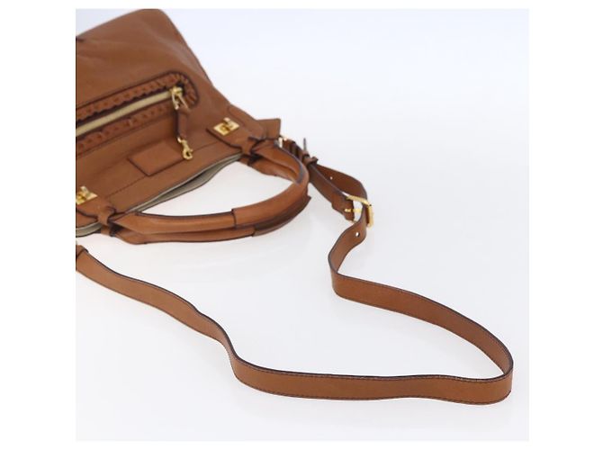 Chloé Borsa a mano in pelle Chloe Margaret 2 in 1 marrone oro Auth BA8432 D'oro - vista 9