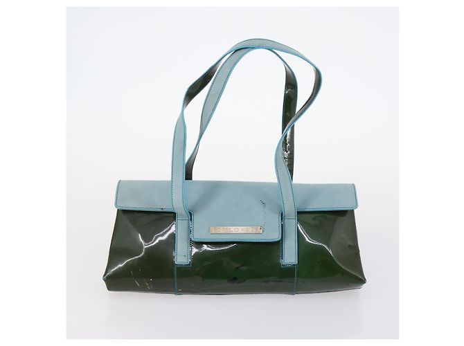 Bulgari Borsa a mano BVLGARI in tela smaltata 5 pezzi Verde Beige oro Auth bs29854 D'oro - vista 22