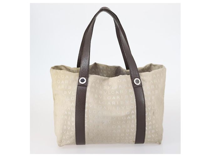 Bulgari Borsa a mano BVLGARI in tela smaltata 5 pezzi Verde Beige oro Auth bs29854 D'oro - vista 3