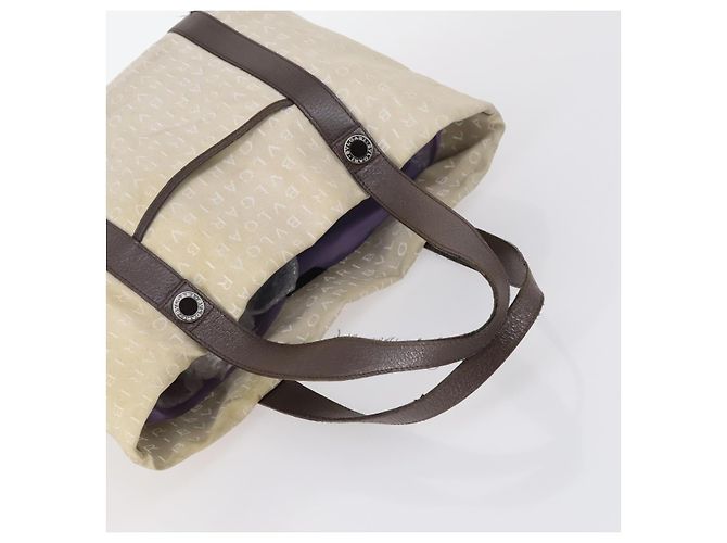 Bulgari Borsa a mano BVLGARI in tela smaltata 5 pezzi Verde Beige oro Auth bs29854 D'oro - vista 4