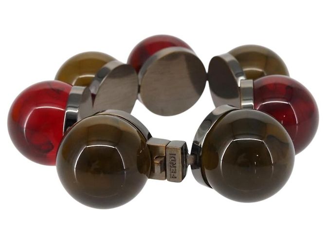FENDI Armband mit farbigen Steinen Metall Rot Auth am9407V - Ansicht 3