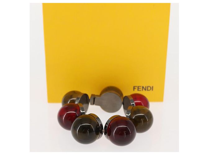 FENDI Armband mit farbigen Steinen Metall Rot Auth am9407V - Ansicht 9
