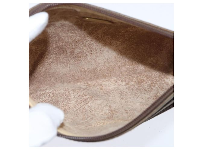 GUCCI GG Plus Supreme Clutch Bag PVC Beige Oro Auth bs30404 D'oro - vista 16