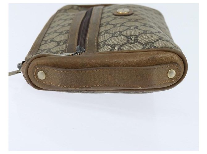GUCCI GG Plus Supreme Clutch Bag PVC Beige Oro Auth bs30404 D'oro - vista 4