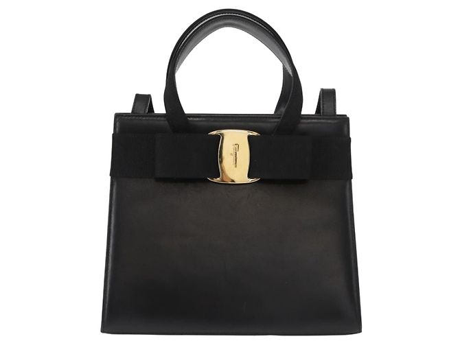 Borsa a mano Vala in pelle 2 in 1 nera e oro Auth BA7329 di Salvatore Ferragamo Nero D'oro - vista 2