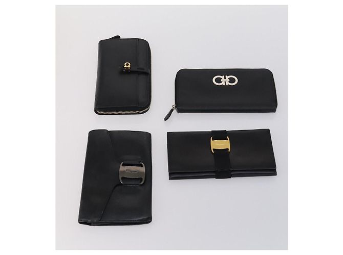 Cartera de cuero Salvatore Ferragamo Gancini 11 piezas Negro Amarillo Auth bs30038 - vista 13