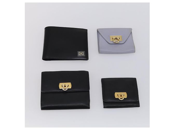 Cartera de cuero Salvatore Ferragamo Gancini 11 piezas Negro Amarillo Auth bs30038 - vista 7