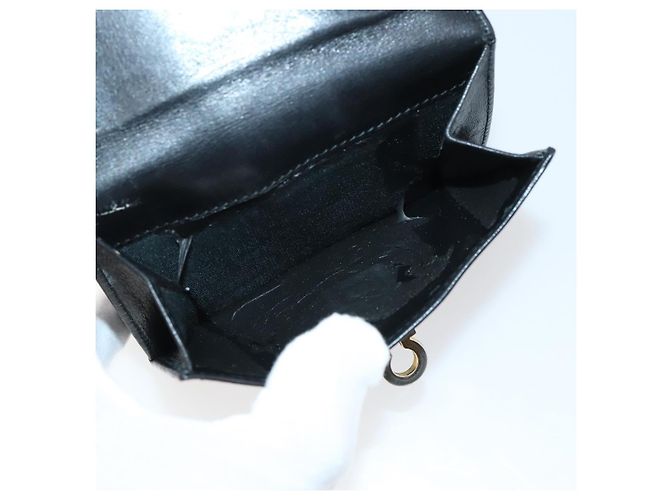 Cartera de cuero Salvatore Ferragamo Gancini 11 piezas Negro Amarillo Auth bs30038 - vista 9