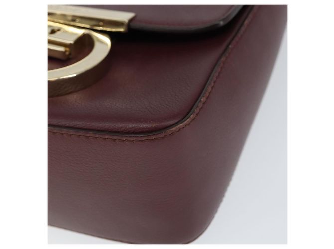 Borsa a Spalla Salvatore Ferragamo Gancini in Pelle Bordeaux Oro Auth 149195 - vista 10