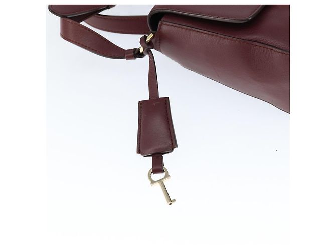 Borsa a Spalla Salvatore Ferragamo Gancini in Pelle Bordeaux Oro Auth 149195 - vista 14