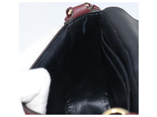 Borsa a Spalla Salvatore Ferragamo Gancini in Pelle Bordeaux Oro Auth 149195 - vista 21