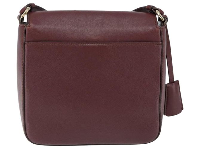 Borsa a Spalla Salvatore Ferragamo Gancini in Pelle Bordeaux Oro Auth 149195 - vista 3