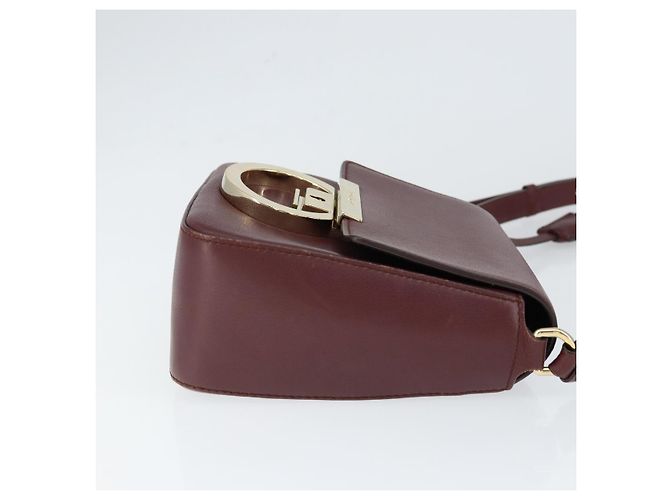 Borsa a Spalla Salvatore Ferragamo Gancini in Pelle Bordeaux Oro Auth 149195 - vista 4