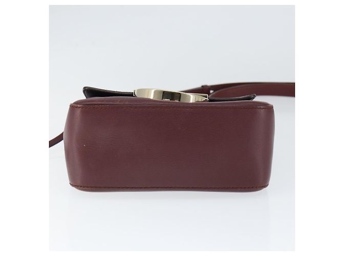 Borsa a Spalla Salvatore Ferragamo Gancini in Pelle Bordeaux Oro Auth 149195 - vista 9