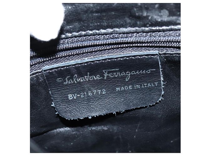 Zaino Gancini in nylon e pelle nera argento Salvatore Ferragamo Auth bs30419 Nero - vista 15