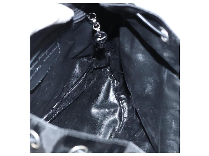 Zaino Gancini in nylon e pelle nera argento Salvatore Ferragamo Auth bs30419 Nero - vista 17