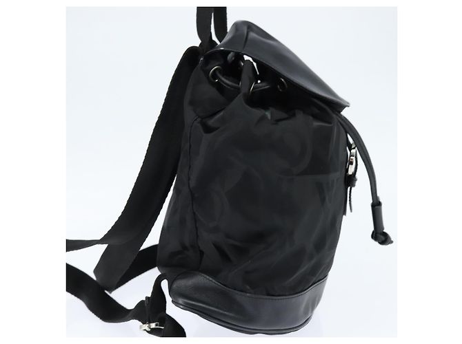 Zaino Gancini in nylon e pelle nera argento Salvatore Ferragamo Auth bs30419 Nero - vista 5