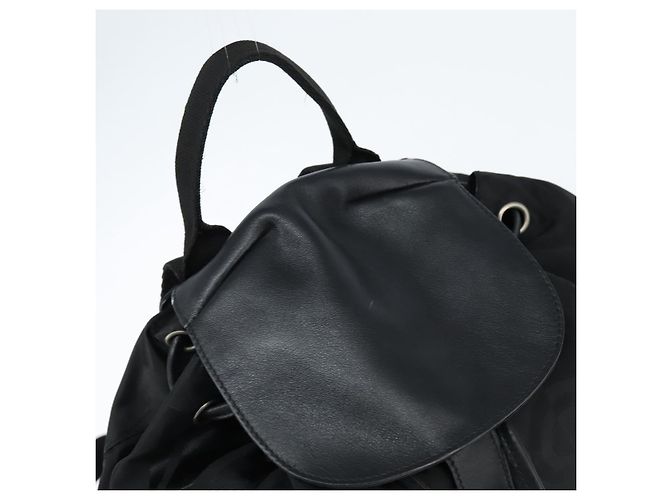 Zaino Gancini in nylon e pelle nera argento Salvatore Ferragamo Auth bs30419 Nero - vista 6
