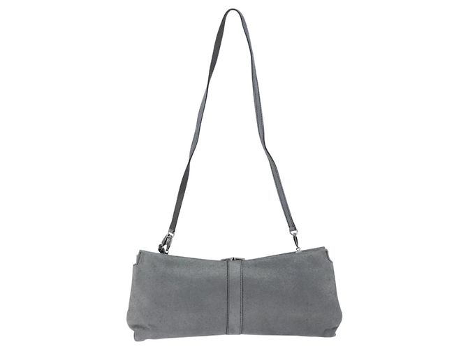 Borsa a Spalla Vala in Camoscio Grigio Argento Salvatore Ferragamo Auth 149149 Marrone - vista 3